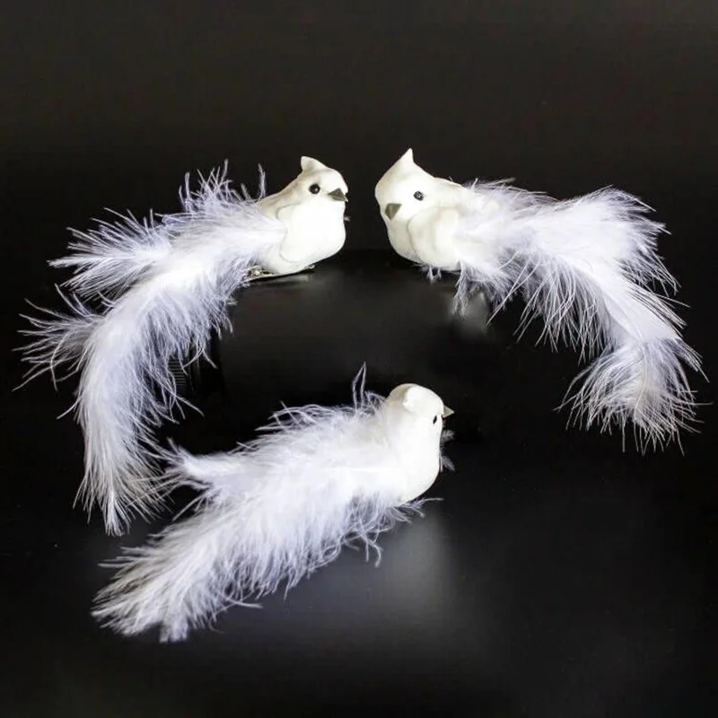 -Artificial Dove Bird With Feathers Decorations Set Of 9 Pcs Valentine\'S Day G
